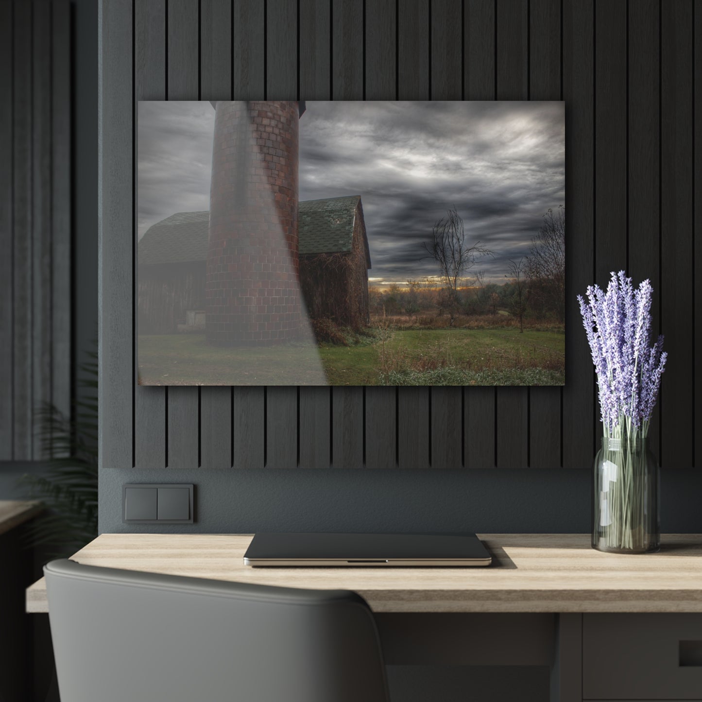U R There Photography Pero Lake Road Grey II Rustic Farmhouse Acrylic Wall Print