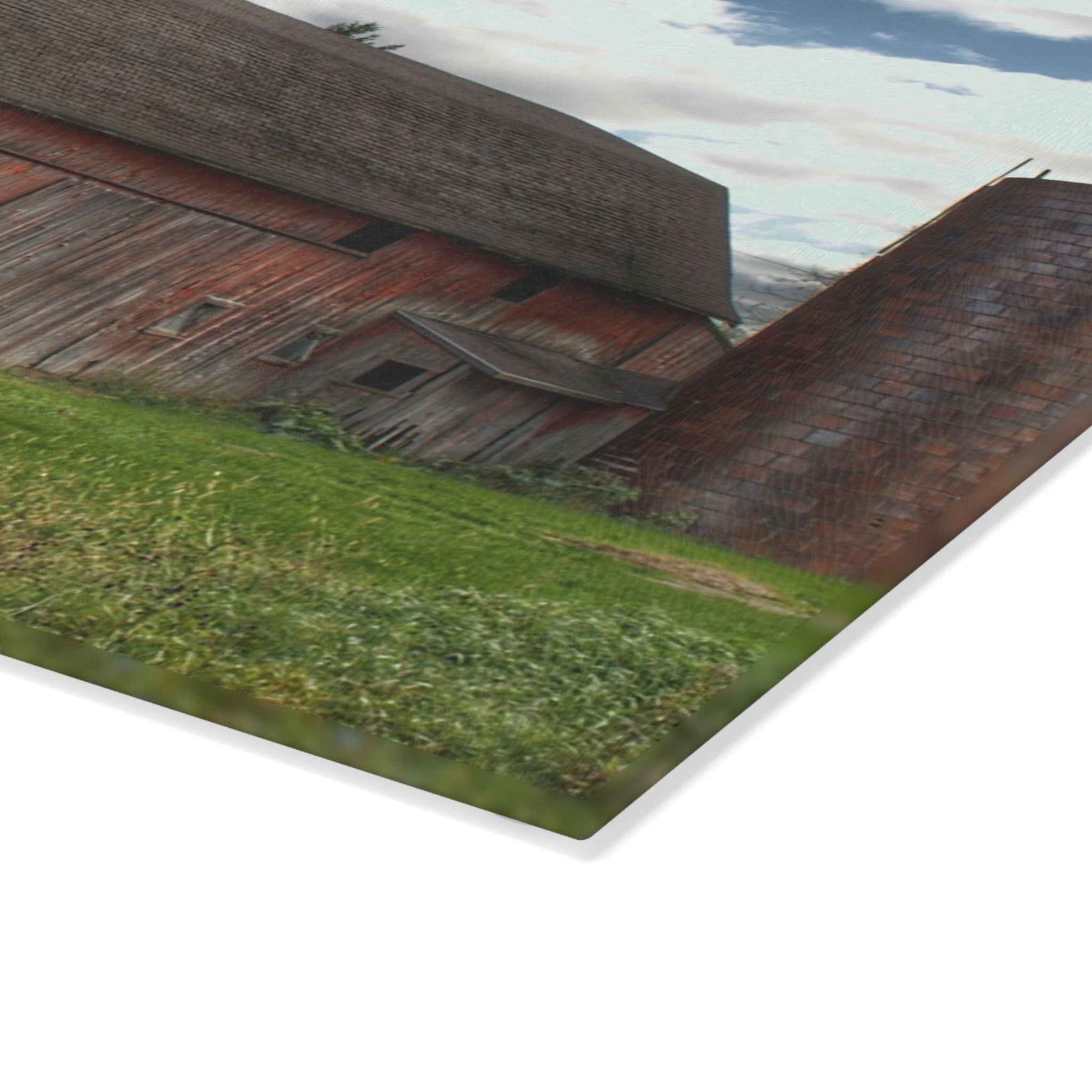 U R There Photography Baldwin Road Red I Rustic Farmhouse Tempered-Glass Cutting Board