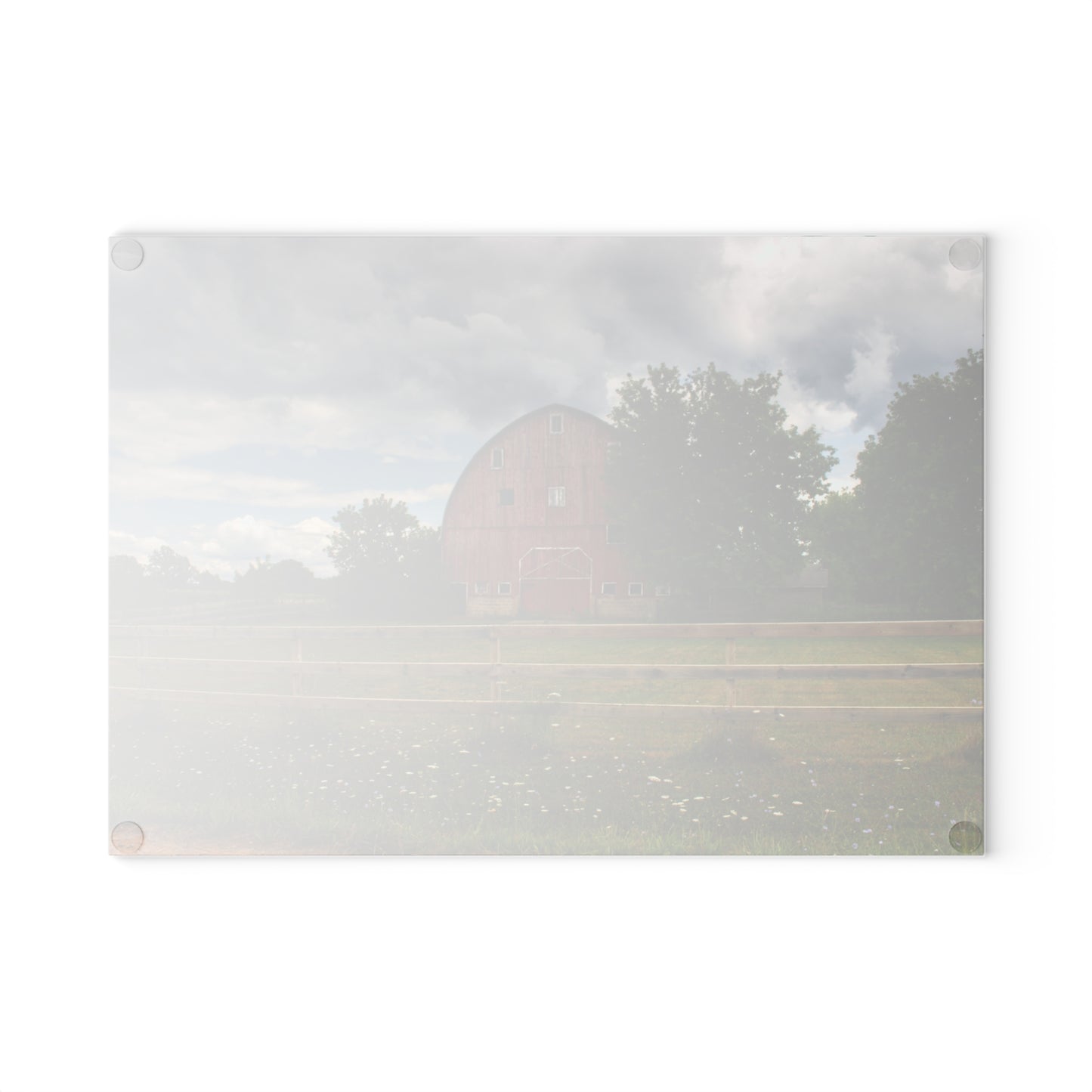 U R There Photography Elba Township Red Rustic Farmhouse Tempered-Glass Cutting Board