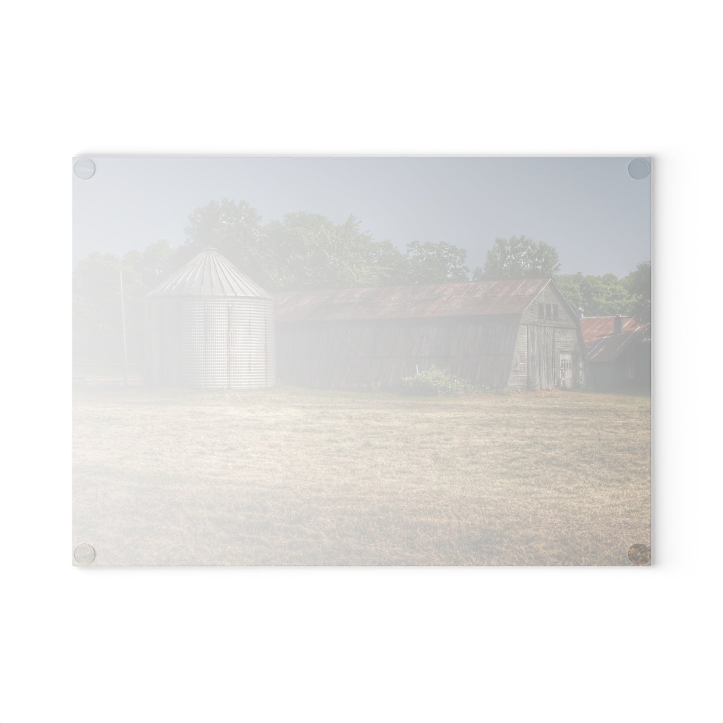 U R There Photography Hough Road Green Quonset II Rustic Farmhouse Tempered-Glass Cutting Board