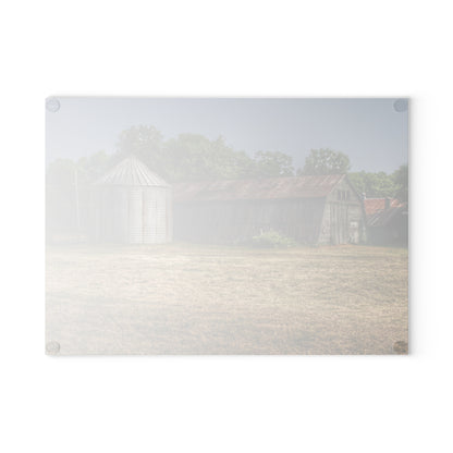 U R There Photography Hough Road Green Quonset II Rustic Farmhouse Tempered-Glass Cutting Board