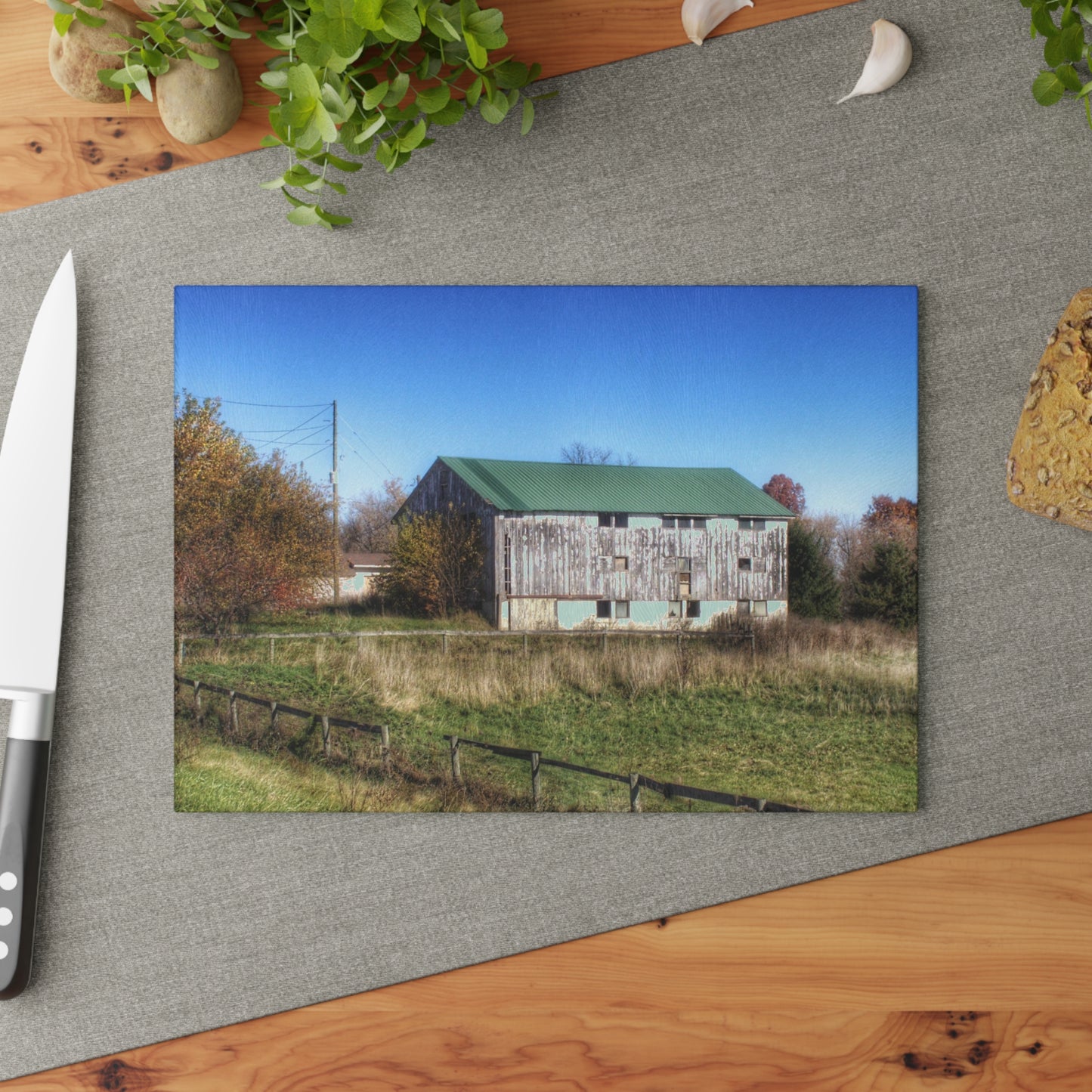U R There Photography Hadley White Rustic Farmhouse Tempered-Glass Cutting Board
