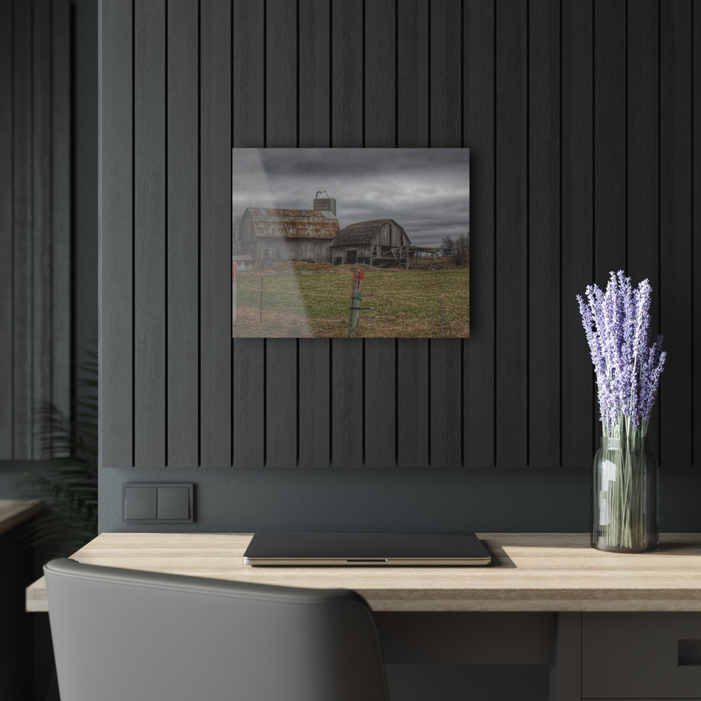 U R There Photography Dodge Road Grey II Rustic Farmhouse Acrylic Wall Print