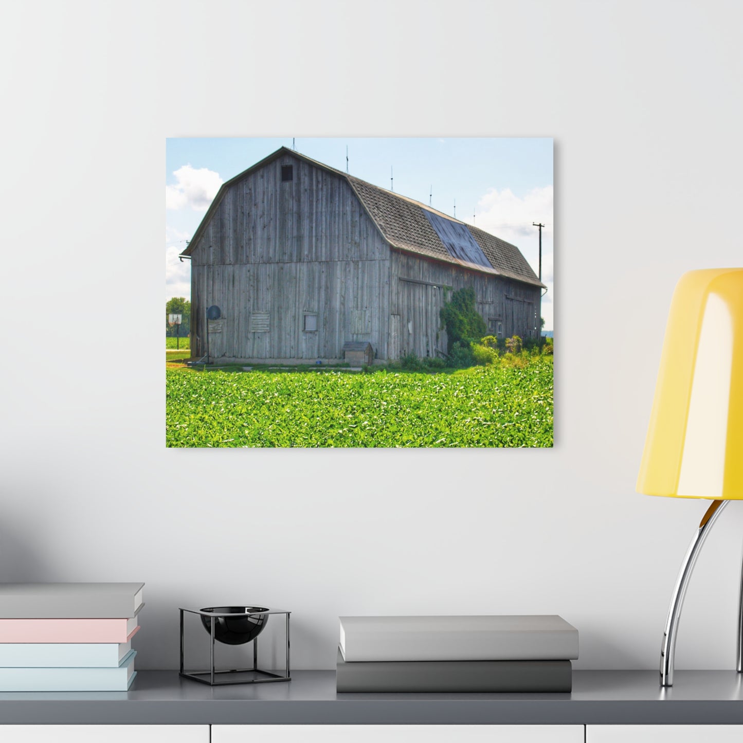 U R There Photography Morning Roadside Grey Rustic Farmhouse Acrylic Wall Print