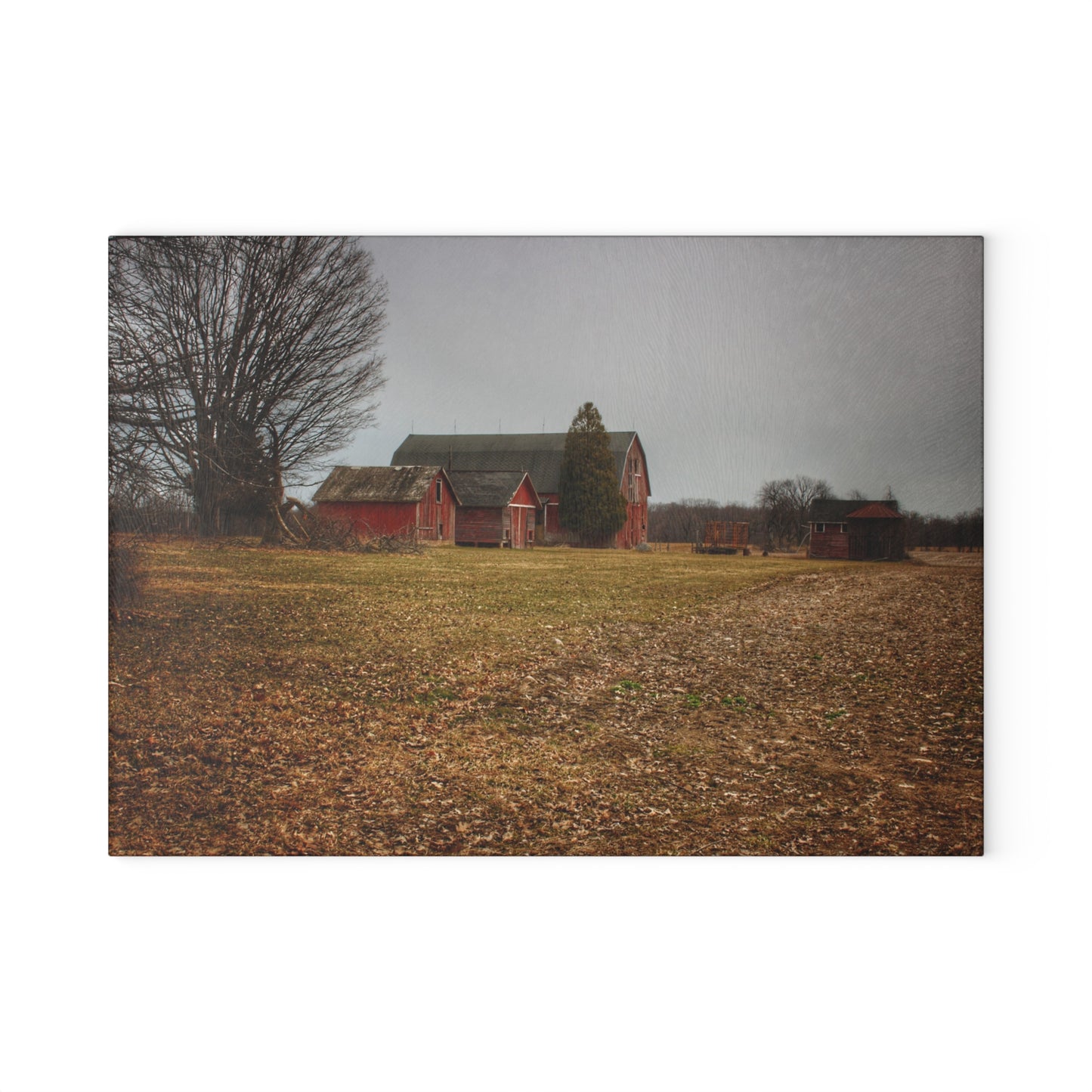 U R There Photography Wilder Road Reds in Spring Rustic Farmhouse Tempered-Glass Cutting Board