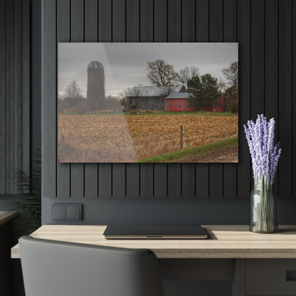 U R There Photography Dryden Road Gable Grey and Silo Rustic Farmhouse Acrylic Wall Print