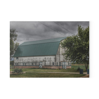 U R There Photography Bristol Road White II Rustic Farmhouse Tempered-Glass Cutting Board