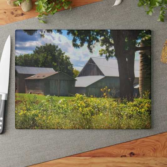 U R There Photography Hough Road Greys Rustic Farmhouse Tempered-Glass Cutting Board