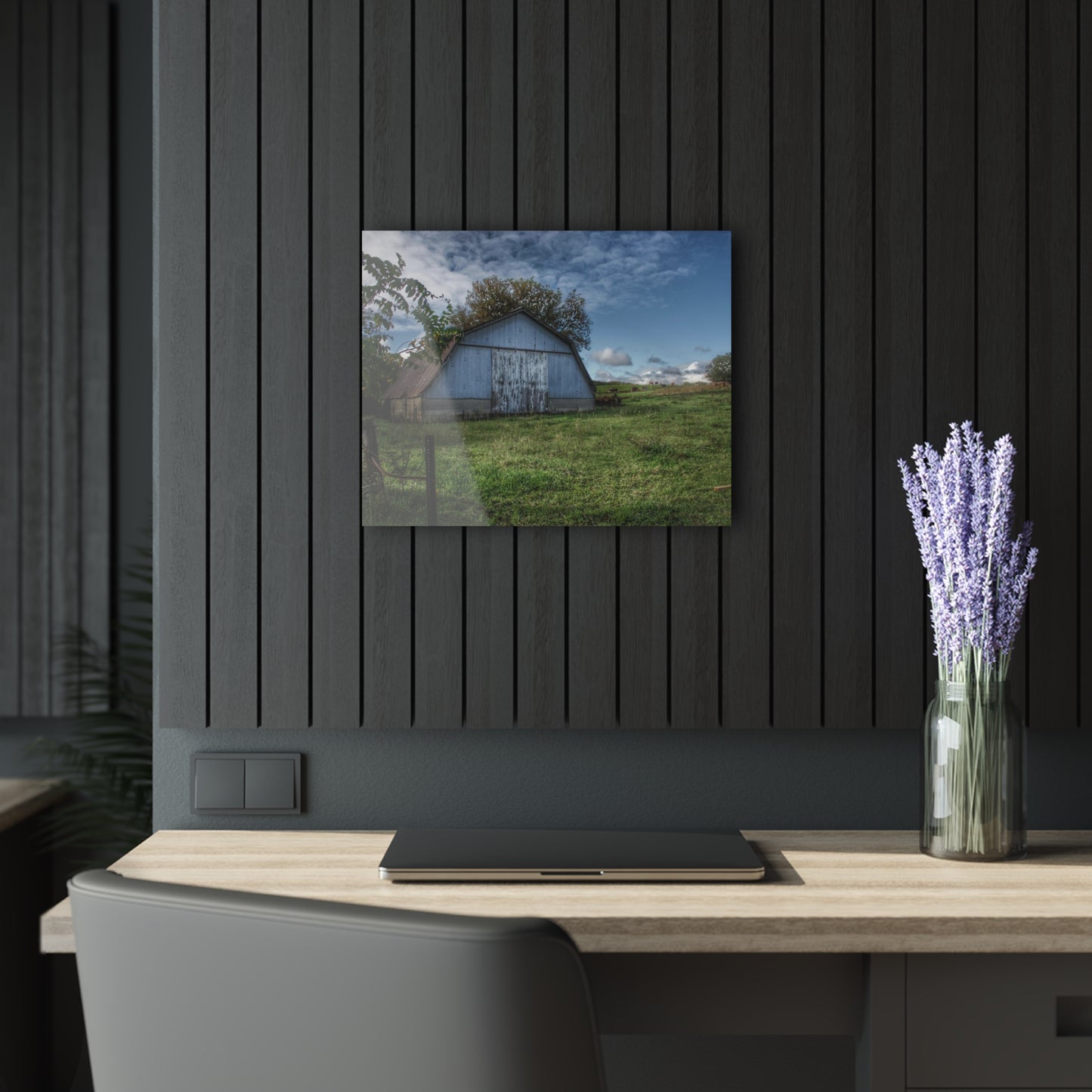U R There Photography East Frances Quonset and Cows Rustic Farmhouse Acrylic Wall Print