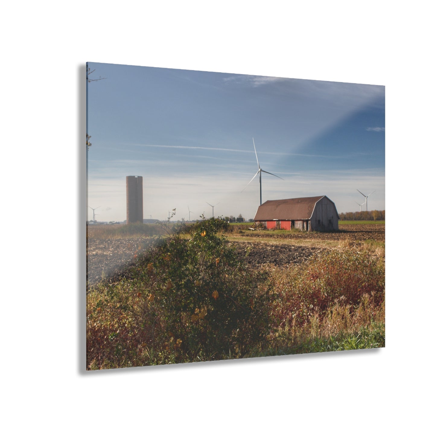 U R There Photography Darbee Red and Silo Rustic Farmhouse Acrylic Wall Print