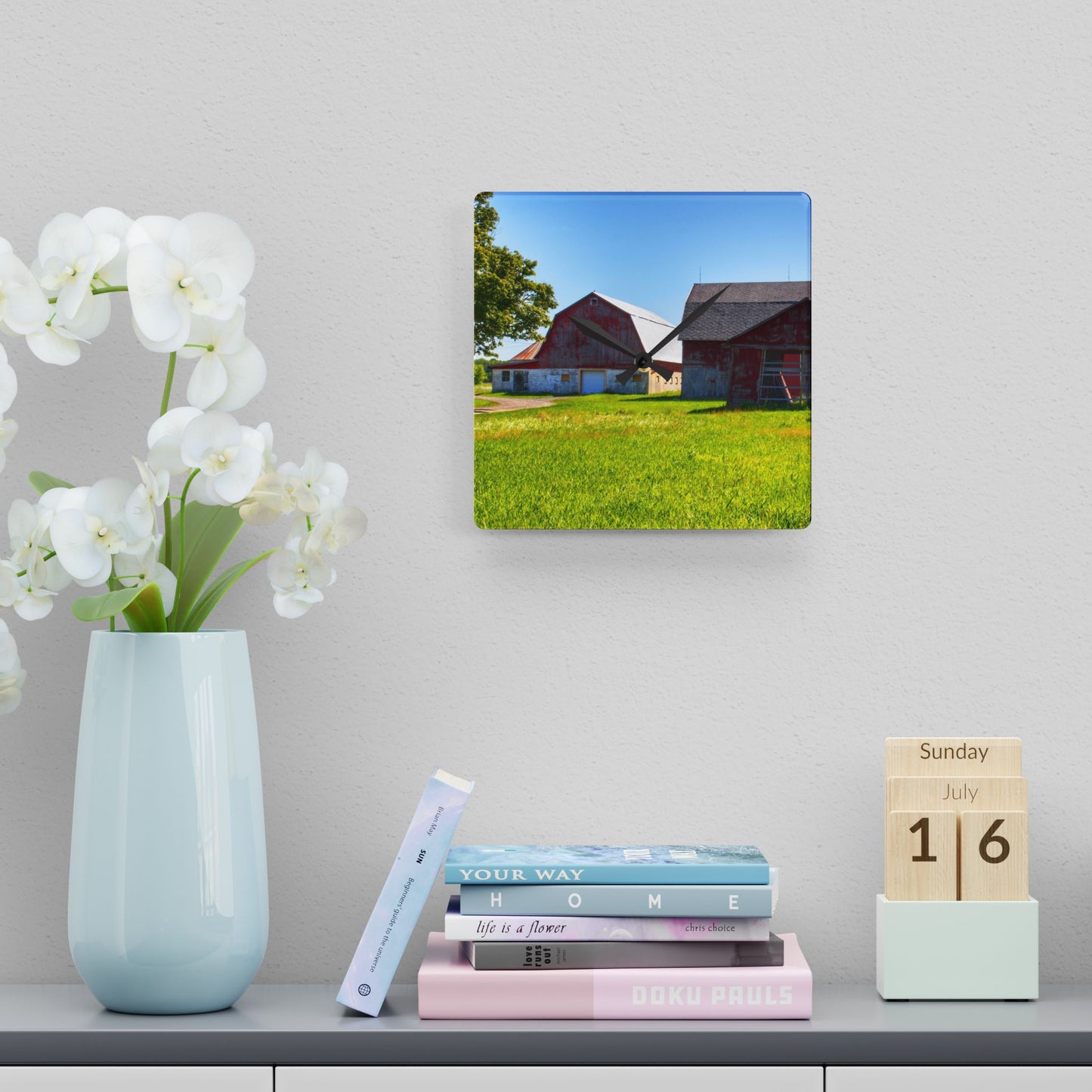 U R There Photography Atwell Road Trio Rustic Farmhouse Acrylic Analog Wall Clock