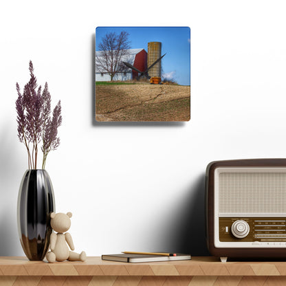 U R There Photography Shay Lake Red Rustic Farmhouse Acrylic Analog Wall Clock