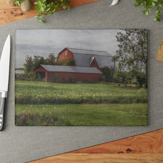 U R There Photography West Dodge Road Reds Rustic Farmhouse Tempered-Glass Cutting Board