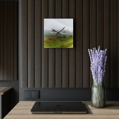 U R There Photography Beyond the Fog Rustic Farmhouse Acrylic Analog Wall Clock