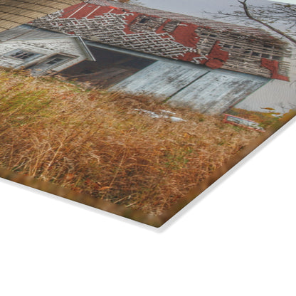 U R There Photography Hill Road Roadside Grey I Rustic Farmhouse Tempered-Glass Cutting Board