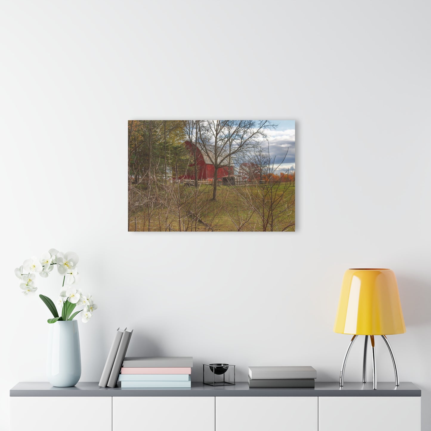 U R There Photography Laur Road Hidden Red Rustic Farmhouse Acrylic Wall Print