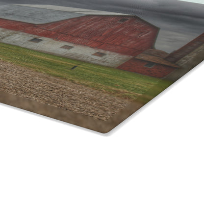 U R There Photography Murray Road Red Rustic Farmhouse Tempered-Glass Cutting Board