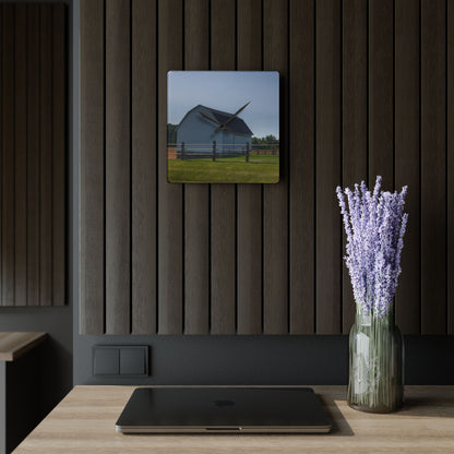 U R There Photography M-90 White and Windmill I Rustic Farmhouse Acrylic Analog Wall Clock