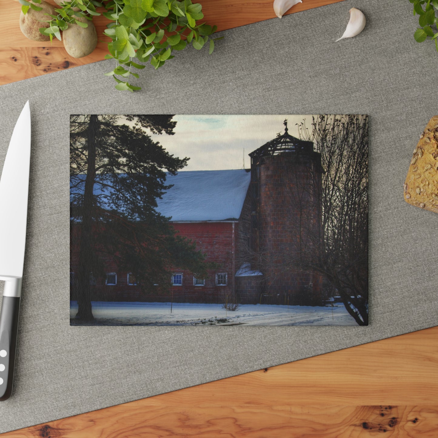 U R There Photography Ebeling Road Red Rustic Farmhouse Tempered-Glass Cutting Board