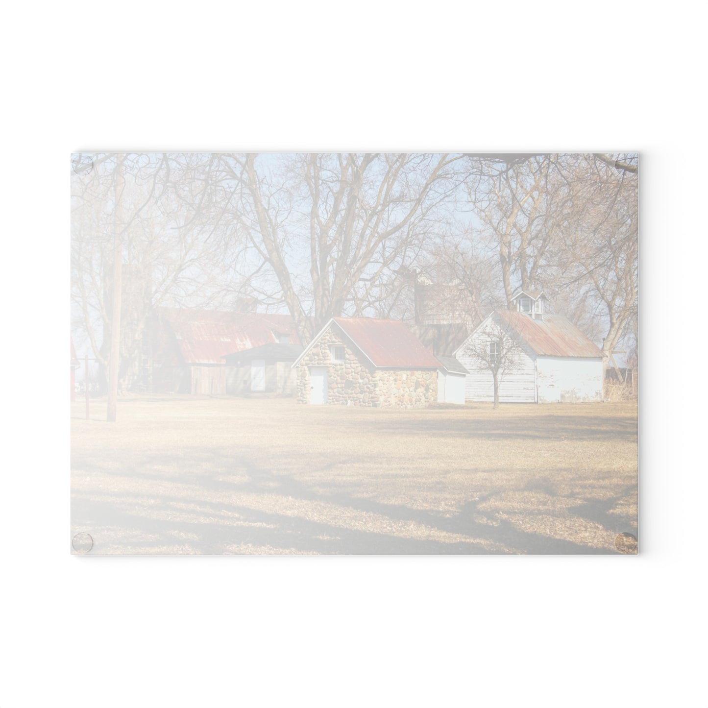 U R There Photography Wolcott Road Farm Rustic Farmhouse Tempered-Glass Cutting Board