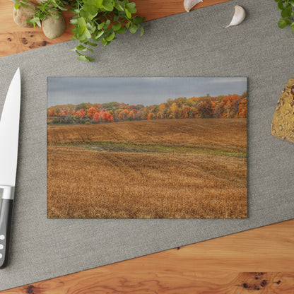 U R There Photography Colors of Fall on Lippincott Road Rustic Farmhouse Tempered-Glass Cutting Board