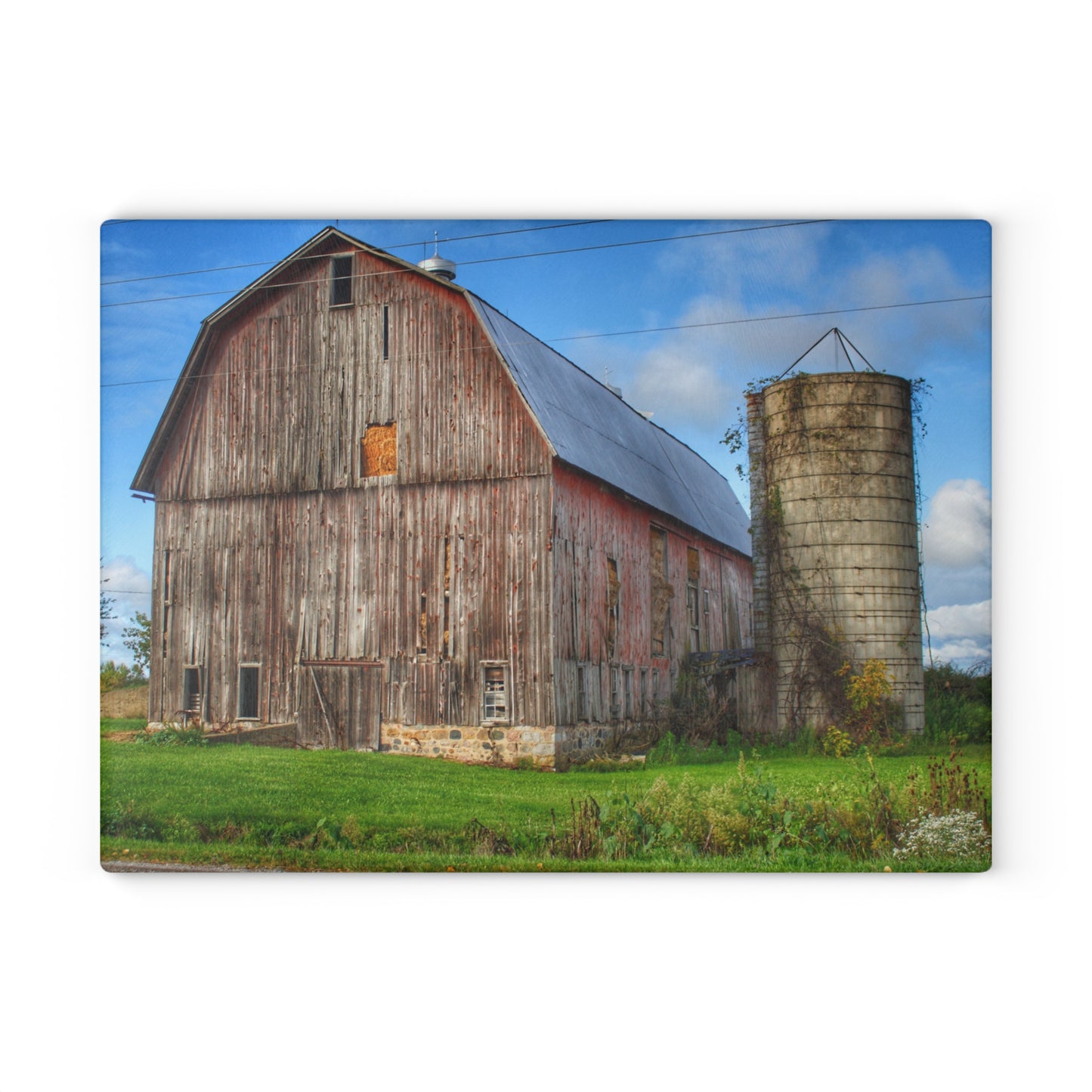 U R There Photography North Irish Red II Rustic Farmhouse Tempered-Glass Cutting Board