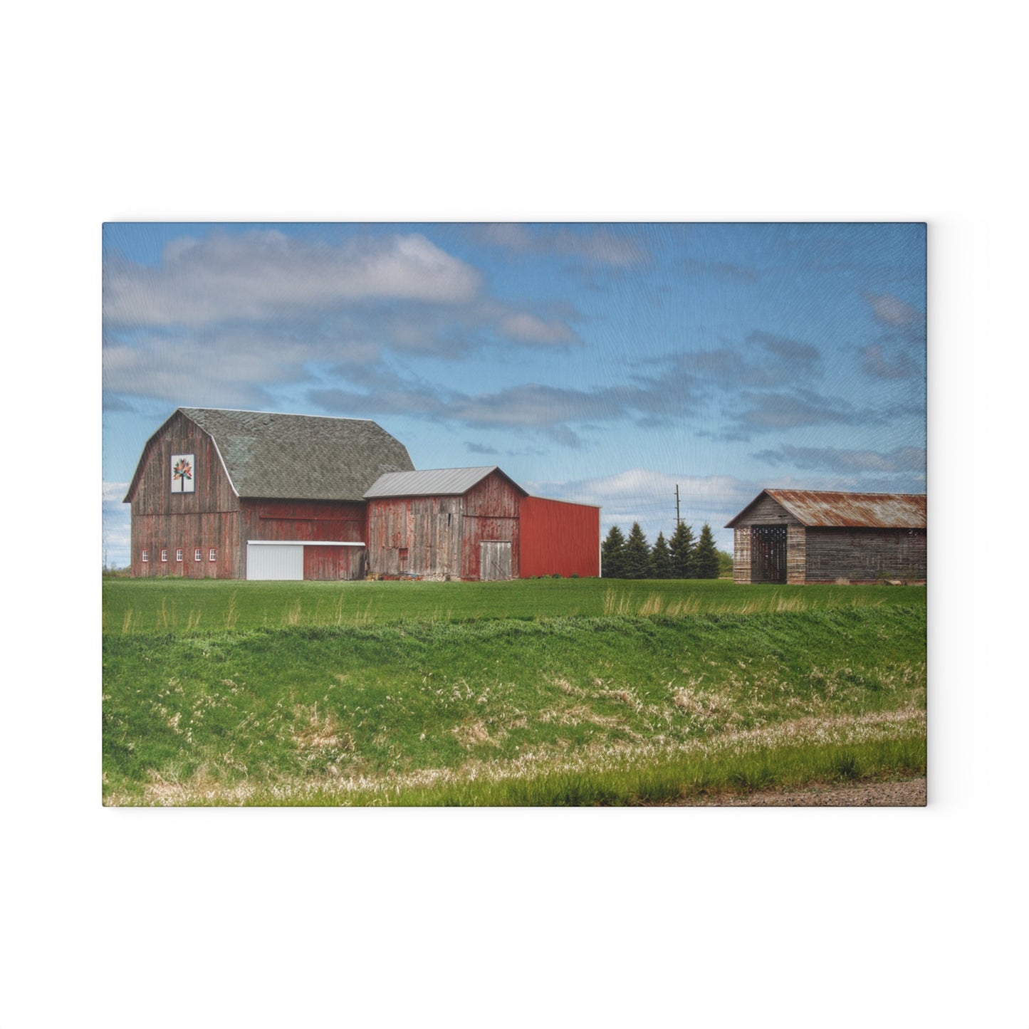 U R There Photography Unionville Reds Rustic Farmhouse Tempered-Glass Cutting Board