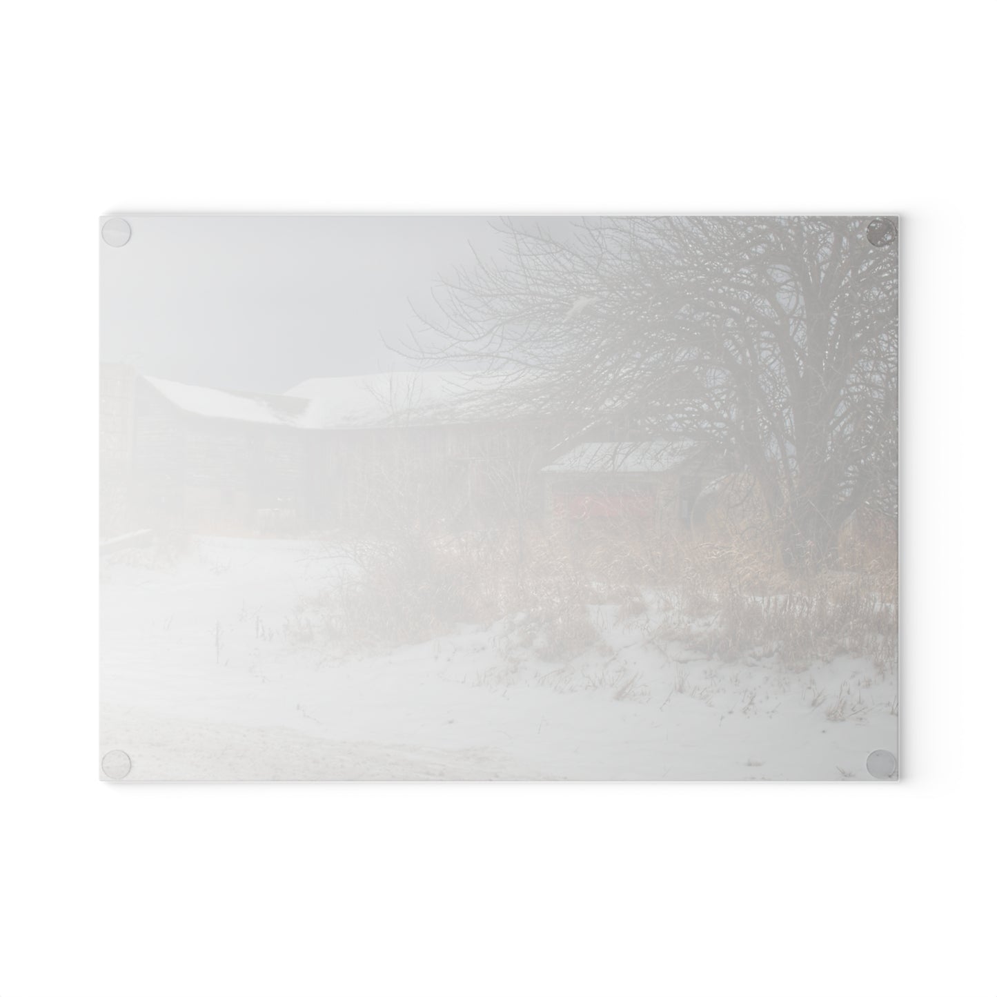 U R There Photography Midwinter Red Rustic Farmhouse Tempered-Glass Cutting Board
