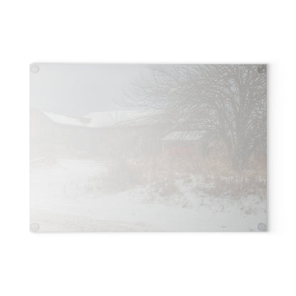 U R There Photography Midwinter Red Rustic Farmhouse Tempered-Glass Cutting Board