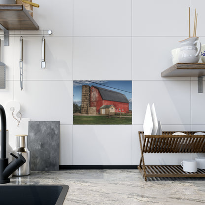 U R There Photography Brown City Lincoln Street Red Rustic Farmhouse Decorative Ceramic Tile 6" × 8" Glossy