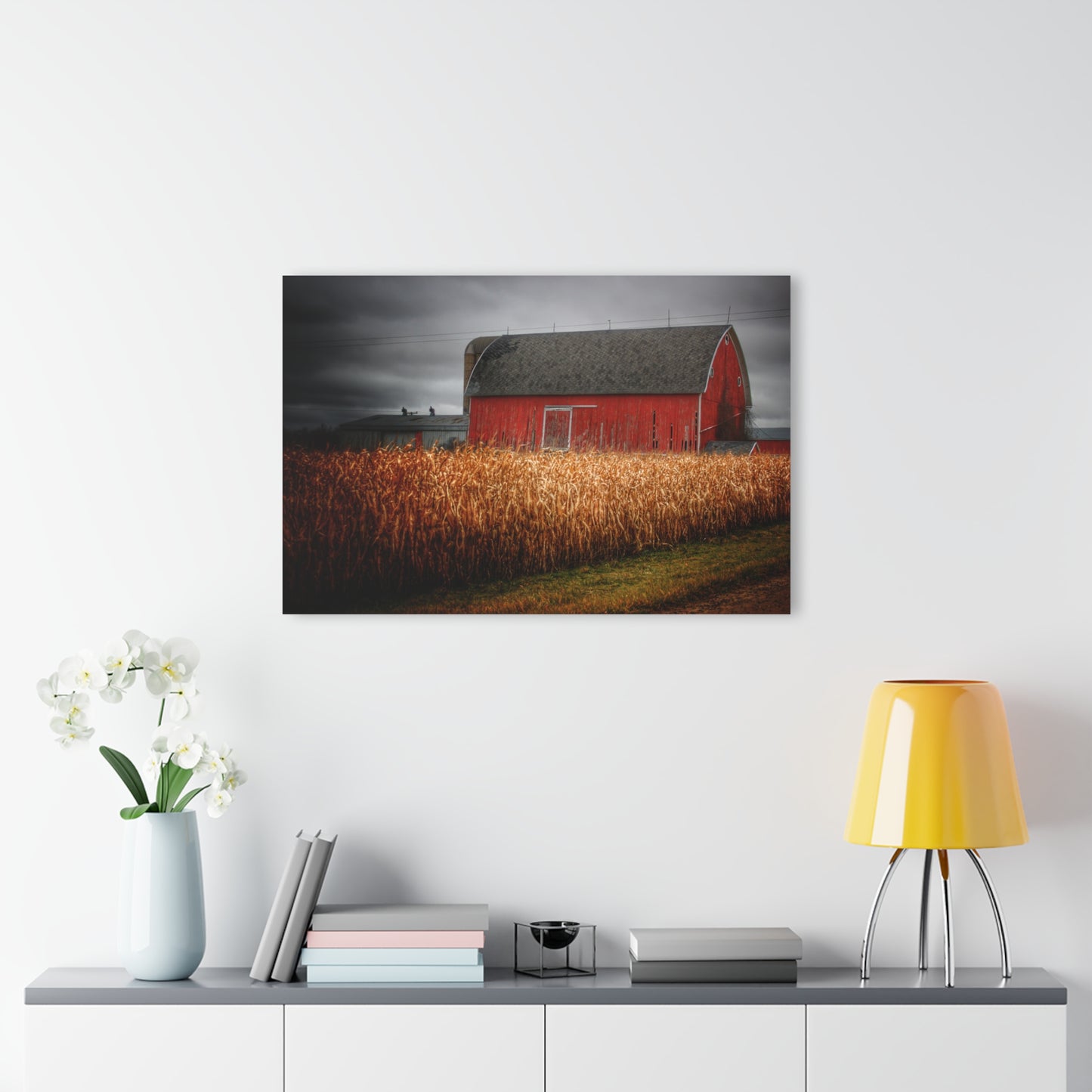 U R There Photography Slattery Road Cornfield Red Rustic Farmhouse Acrylic Wall Print