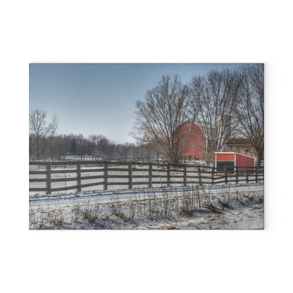 U R There Photography West Lake Road Red I Rustic Farmhouse Tempered-Glass Cutting Board