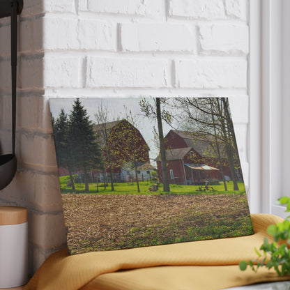 U R There Photography Bishop Road Reds III Rustic Farmhouse Tempered-Glass Cutting Board