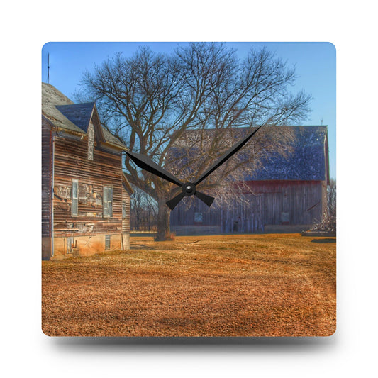 South Elkton Road Forgotten Greys Rustic Farmhouse Acrylic Analog Wall Clock 10.75'' × 10.75'' (Square)