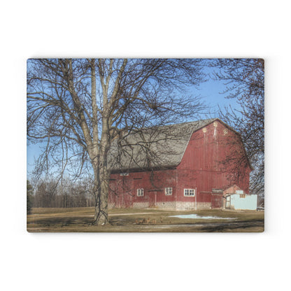 U R There Photography Dixon Road Red Rustic Farmhouse Tempered-Glass Cutting Board