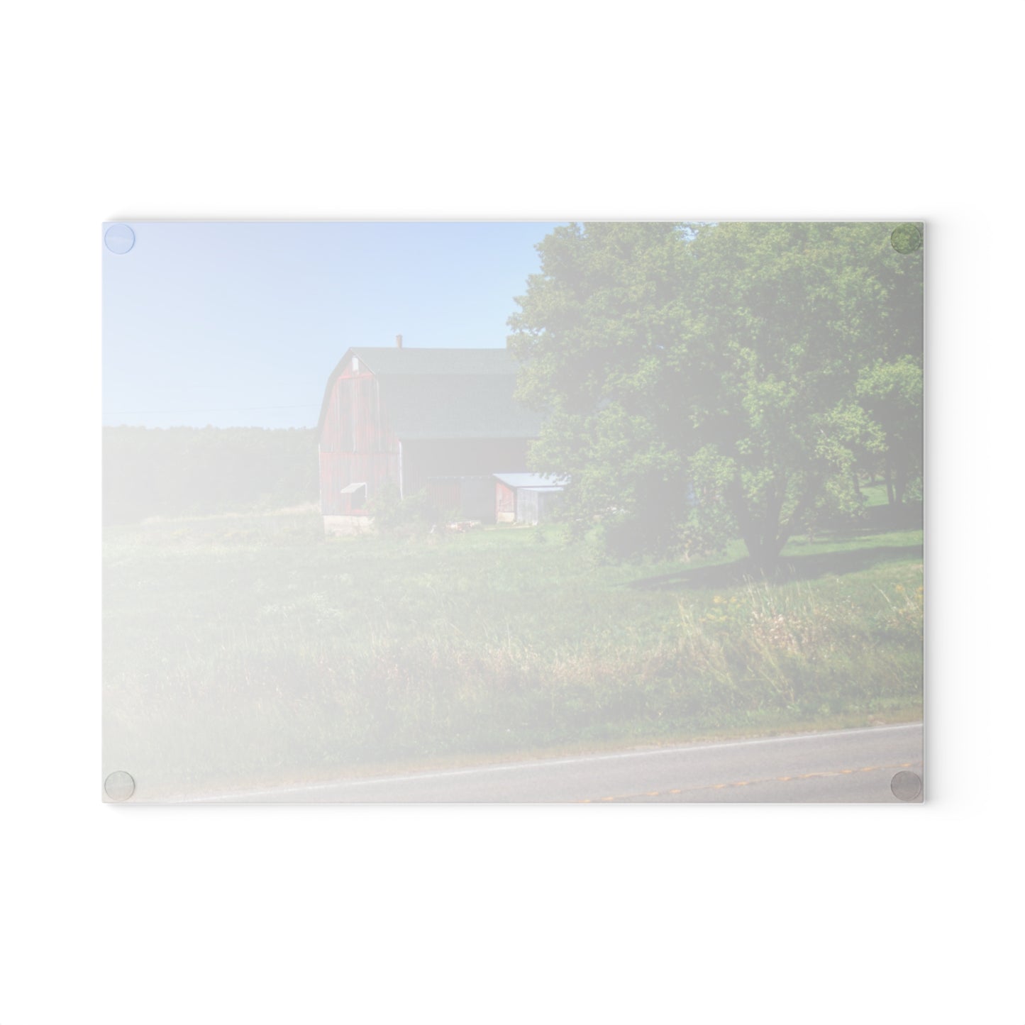 U R There Photography Clark Road Hillside Red II Rustic Farmhouse Tempered-Glass Cutting Board