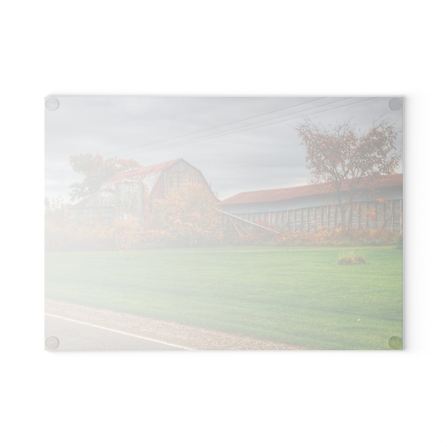 U R There Photography Galbraith Road Red Rustic Farmhouse Tempered-Glass Cutting Board