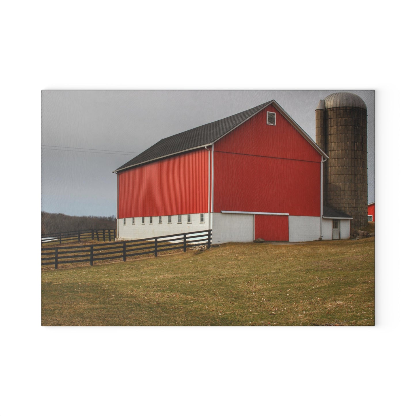 U R There Photography Brocker Road Red I Rustic Farmhouse Tempered-Glass Cutting Board