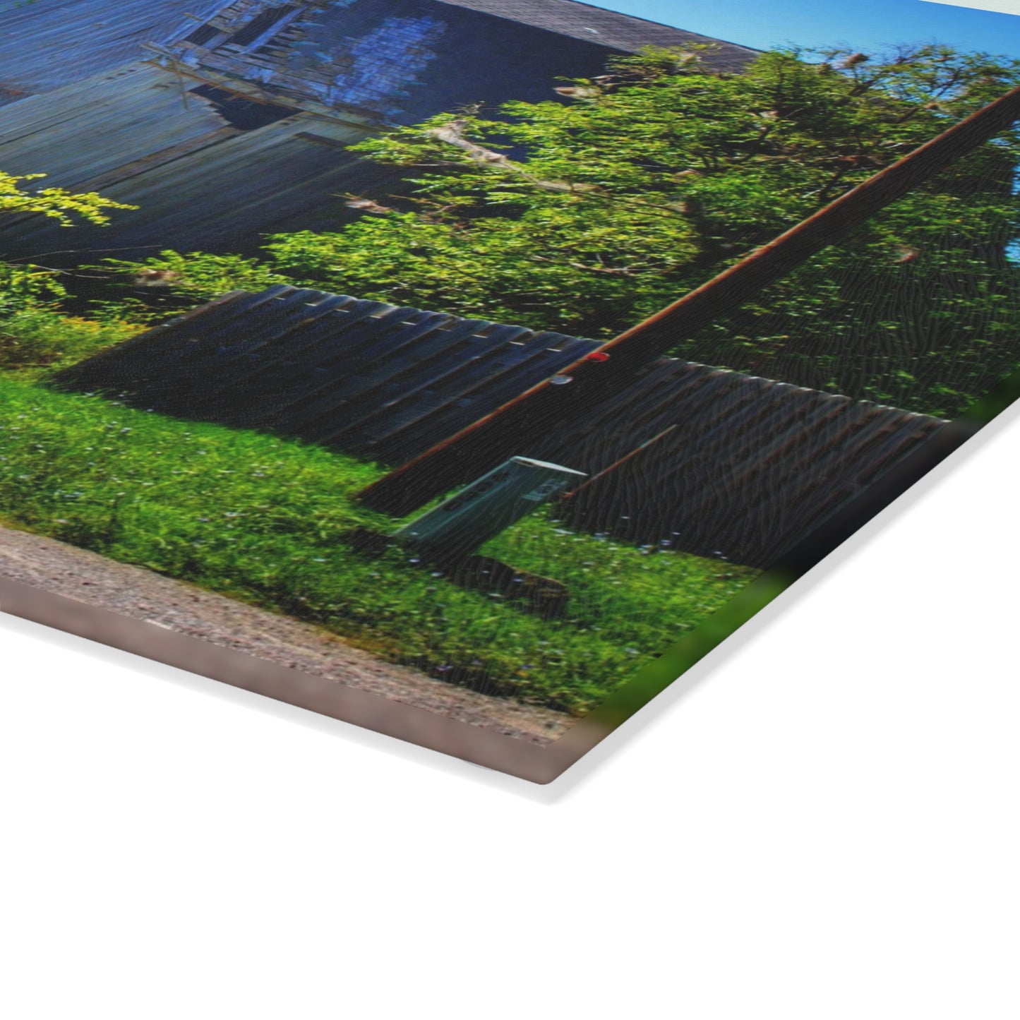 U R There Photography Dryden Road Grey Rustic Farmhouse Tempered-Glass Cutting Board