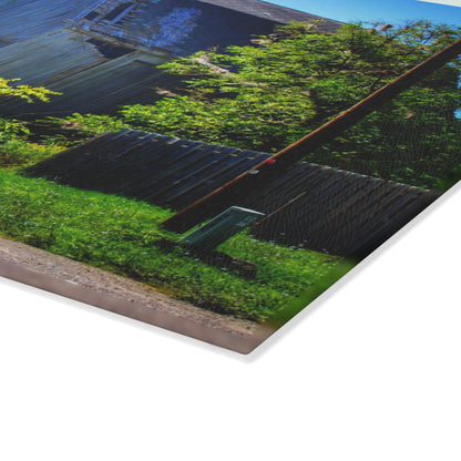 U R There Photography Dryden Road Grey Rustic Farmhouse Tempered-Glass Cutting Board