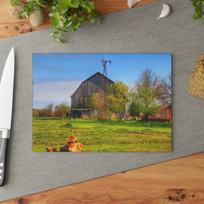 U R There Photography Sohn Road Greys Rustic Farmhouse Tempered-Glass Cutting Board
