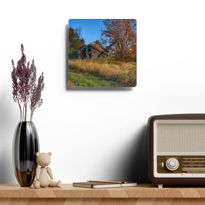 U R There Photography Clothier Road Grey Rustic Farmhouse Acrylic Analog Wall Clock