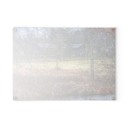 U R There Photography Brewer Road Hidden Grey Rustic Farmhouse Tempered-Glass Cutting Board