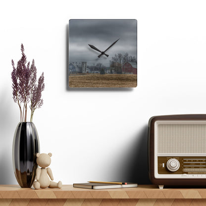 U R There Photography Daley Road Duo Rustic Farmhouse Acrylic Analog Wall Clock