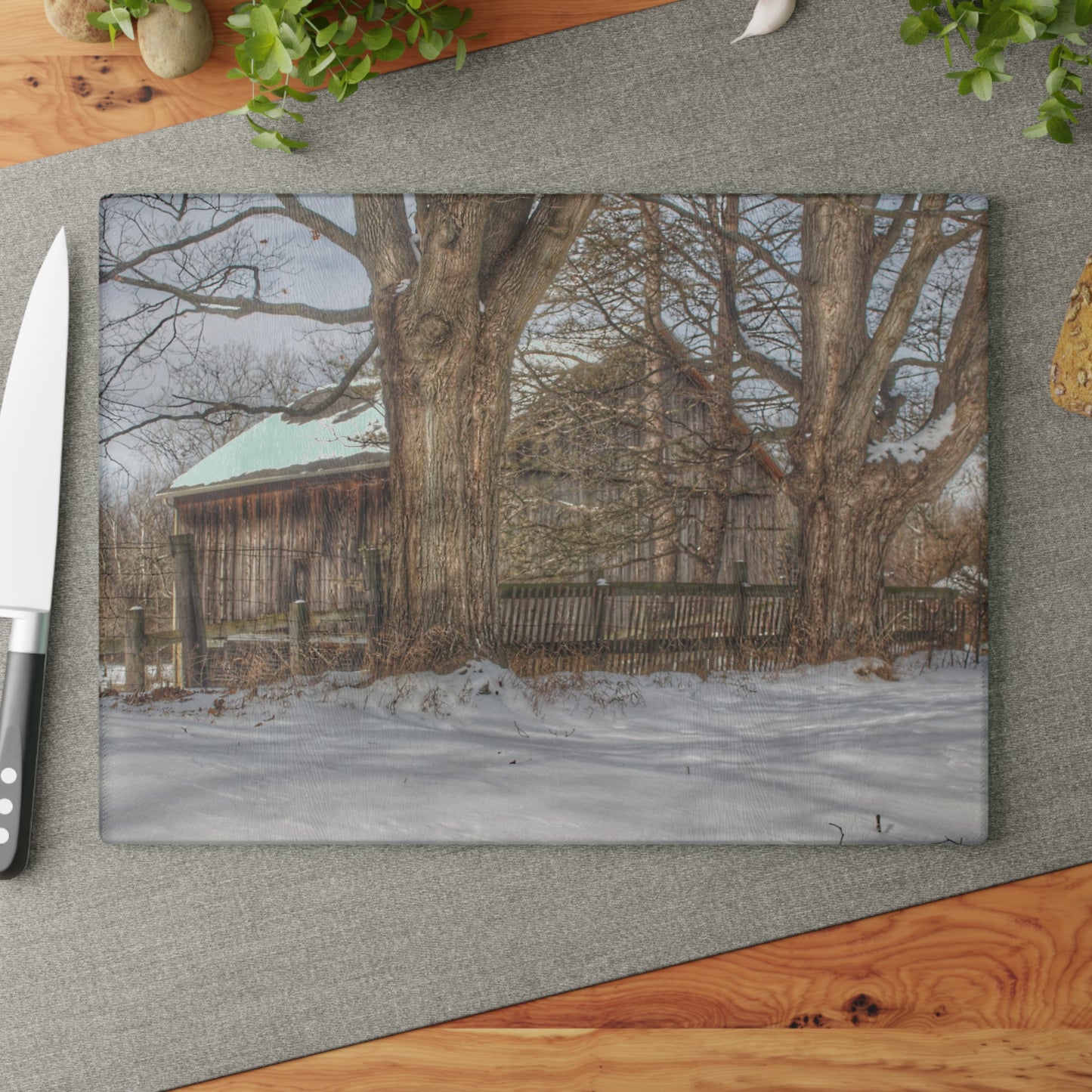 U R There Photography English Road Grey Rustic Farmhouse Tempered-Glass Cutting Board