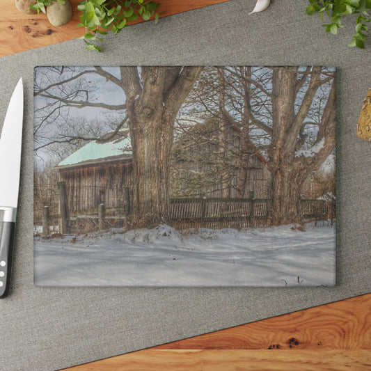 U R There Photography English Road Grey Rustic Farmhouse Tempered-Glass Cutting Board