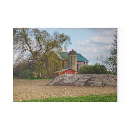 U R There Photography Cedar Creek Road Red Rustic Farmhouse Tempered-Glass Cutting Board