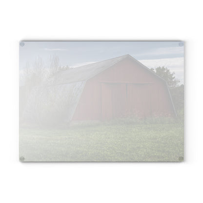 U R There Photography Piersonville Road Red Quonset Rustic Farmhouse Tempered-Glass Cutting Board