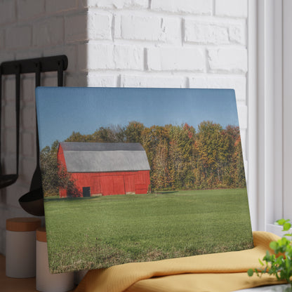 U R There Photography Ubly Road Red Rustic Farmhouse Tempered-Glass Cutting Board