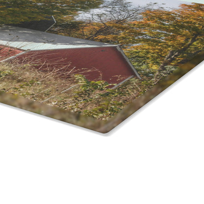 U R There Photography Bowers Road Red I Rustic Farmhouse Tempered-Glass Cutting Board